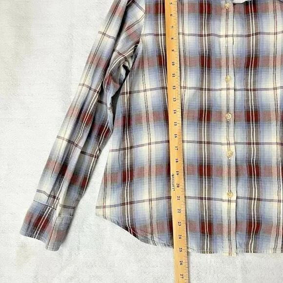 PENDLETON Women‎ 100% Cotton  Blue & Brown Plaid Button Up Shirt Size Large - Picture 6 of 8